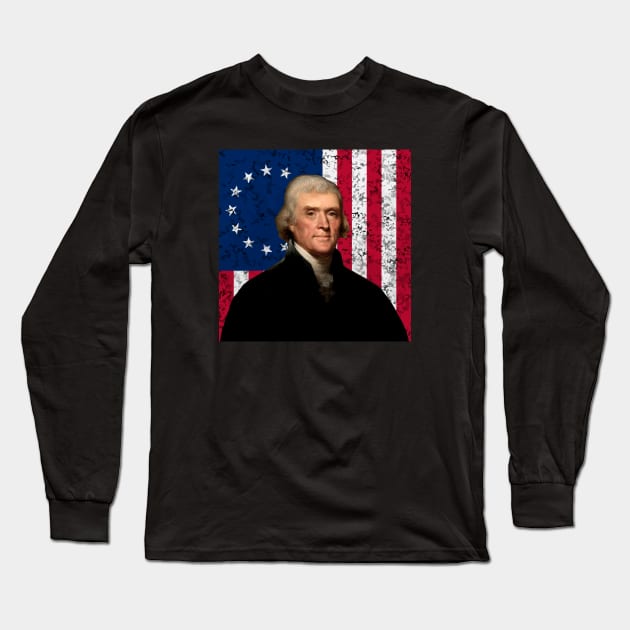 Jefferson and The American Flag Long Sleeve T-Shirt by warishellstore